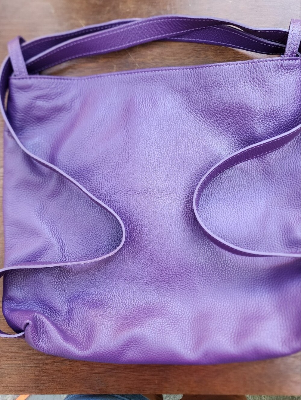 Uno Alla Volta Purple Italian Pebbled Leather Convertible Tote Backpack
